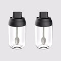 Axyaa Glass Seasoning Set with Lid Spoon - 250ML Oil Bottle, Pepper Jar, Salt Shaker