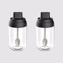 Axyaa Glass Seasoning Set with Lid Spoon - 250ML Oil Bottle, Pepper Jar, Salt Shaker