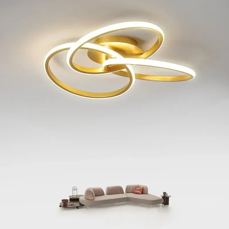 Axyaa Trefoil LED Ceiling Light: Dimmable Acrylic, Black White Gold Luminaire