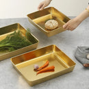 Axyaa Gold Stainless Steel Serving Tray Steamed Plates Baking Bread Pans Storage Dish