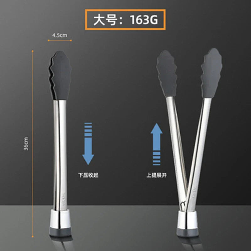 Axyaa Silicone Head Kitchen BBQ Tongs for Outdoor Picnic and Home Cooking
