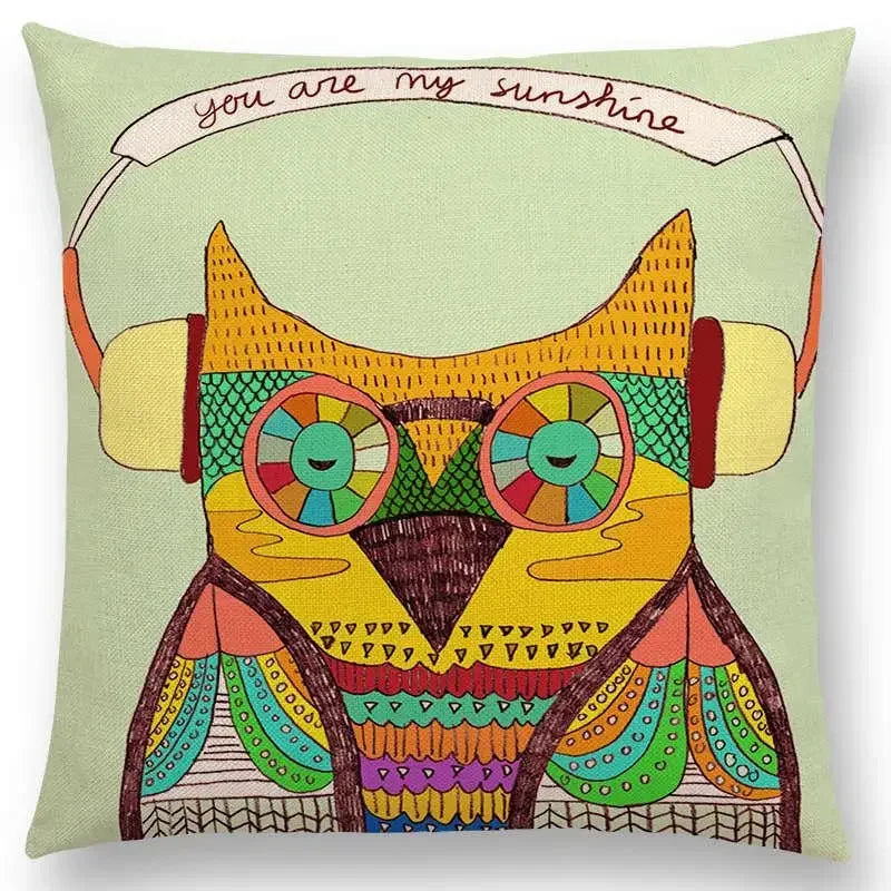 Axyaa Cartoon Animals Cushion Cover - Cat Flamingo Penguin Rabbit Pillow Case