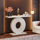 Axyaa Geometric Base Wood Console Table, 40" Entryway Sofa Table, Modern Narrow Long Table
