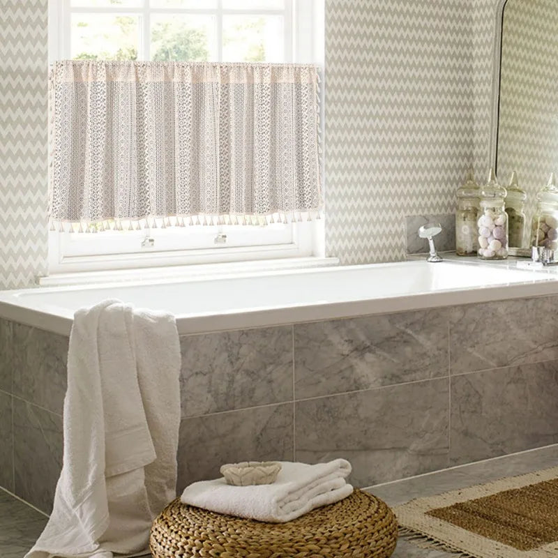 Axya Lace Half Curtain for Kitchen Sink Cupboard Dustproof Window Curtains
