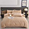Axyaa Velvet Bedding Set: Duvet Cover, Comforter, Sheet, Pillowcase - 4pc Set
