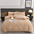Axyaa Velvet Bedding Set: Duvet Cover, Comforter, Sheet, Pillowcase - 4pc Set