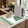 Axyaa Christmas Candy Plaid Silhouette Kitchen Drying Mat