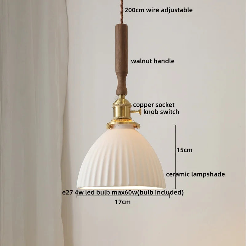 Axyaa Copper Ceramic LED Pendant Light with Knob Switch Fixtures