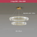 Axyaa Luxury Crystal LED Chandelier: Dimmable Ring Pendant Light, Gold/Silver, Living Room, Bedroom