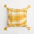 Axyaa Knitted Tassel Cushion Cover in Blue Orange Mustard Yellow Grey Ivory