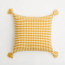 Axyaa Knitted Tassel Cushion Cover in Blue Orange Mustard Yellow Grey Ivory
