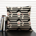 Axyaa Linen Cushion Cover in Black and White for Chic Home Decor