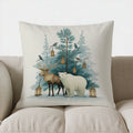 Axyaa Winter Scene Pillow Cover for Sofa Bedroom Car - Deer, Snowman & Cabin