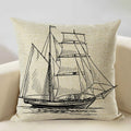 Axyaa Nautical Pattern Linen Cushion Cover 45x45cm for Home Sofa Decoration