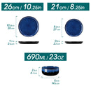 Axyaa 12/18 Piece Blue Klin Change Glaze Dinnerware Set