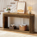 Axyaa Fluted Wood Console Table, 63" Narrow Sofa Entryway Hallway Foyer Behind Couch