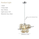 Axyaa Modern Glass Ball Chandelier Color Hanging Pendant Light for Living Room