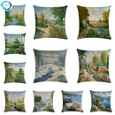 Axyaa Flower Pattern Cushion Cover Cotton Linen Throw Pillow Case for Home Sofa Decor