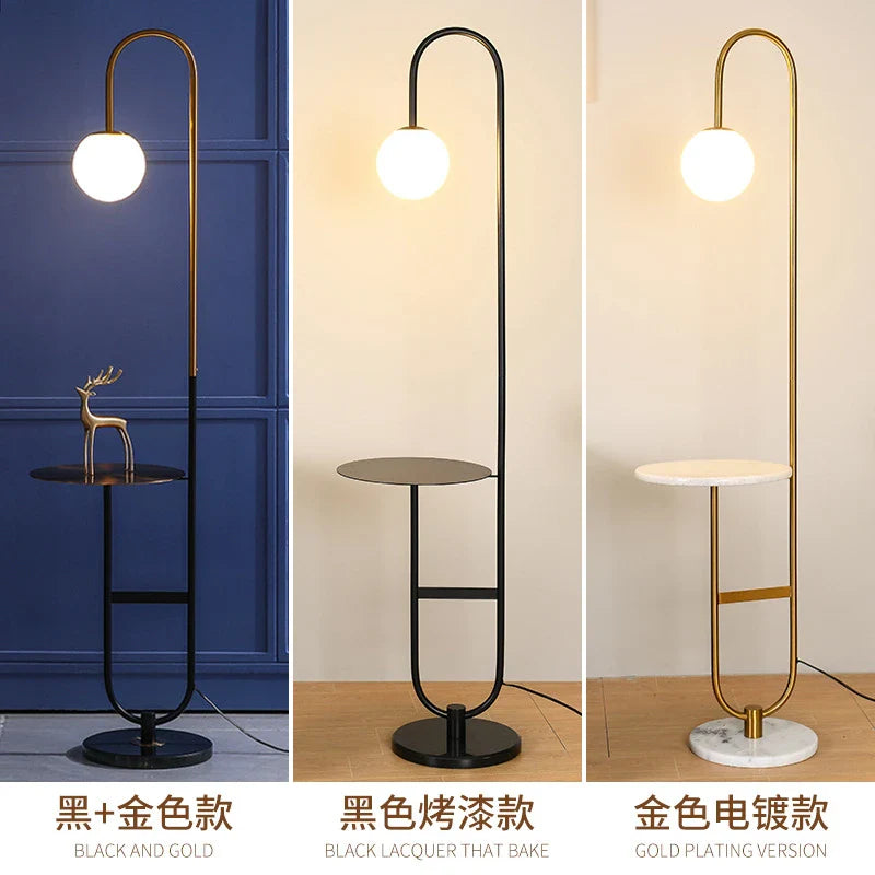 Nordic Standing Lamp with Round Table by Axya - Modern LED Floor Light