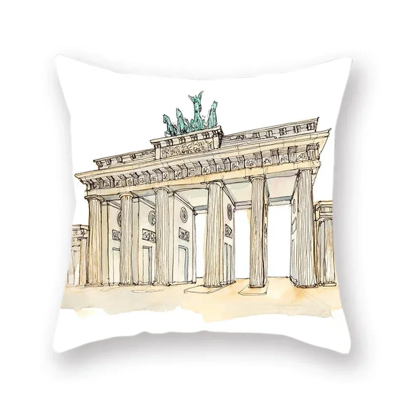 Axyaa World Buildings Printed Cushion Covers