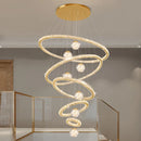 Axyaa Crystal Chandelier Stair Pendant Lamp Living Room Interior Lighting
