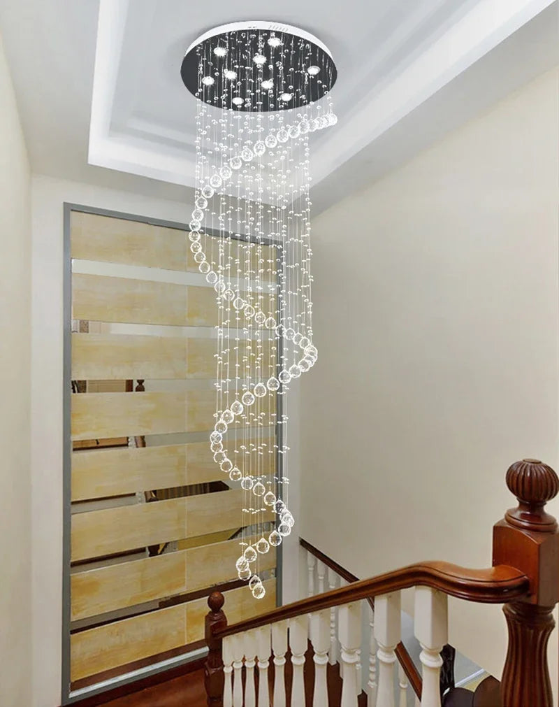 Luxury Crystal Chandelier by Axyaa: Modern LED Pendant Light for Staircase, Hotel, Bedroom