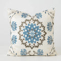Axyaa Ethnic Floral Pillow Cover - Vintage Blue Flower Embroidery - 45x45cm