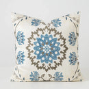 Axyaa Ethnic Floral Pillow Cover - Vintage Blue Flower Embroidery - 45x45cm