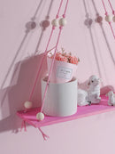 Pink/Green Wooden Shelf Wall Decor by Axyaa: Nordic Style Floating Display Stand