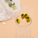 Axyaa Lemon Glass Straw Set: Reusable Eco-Friendly Straws for Smoothies, Cocktails
