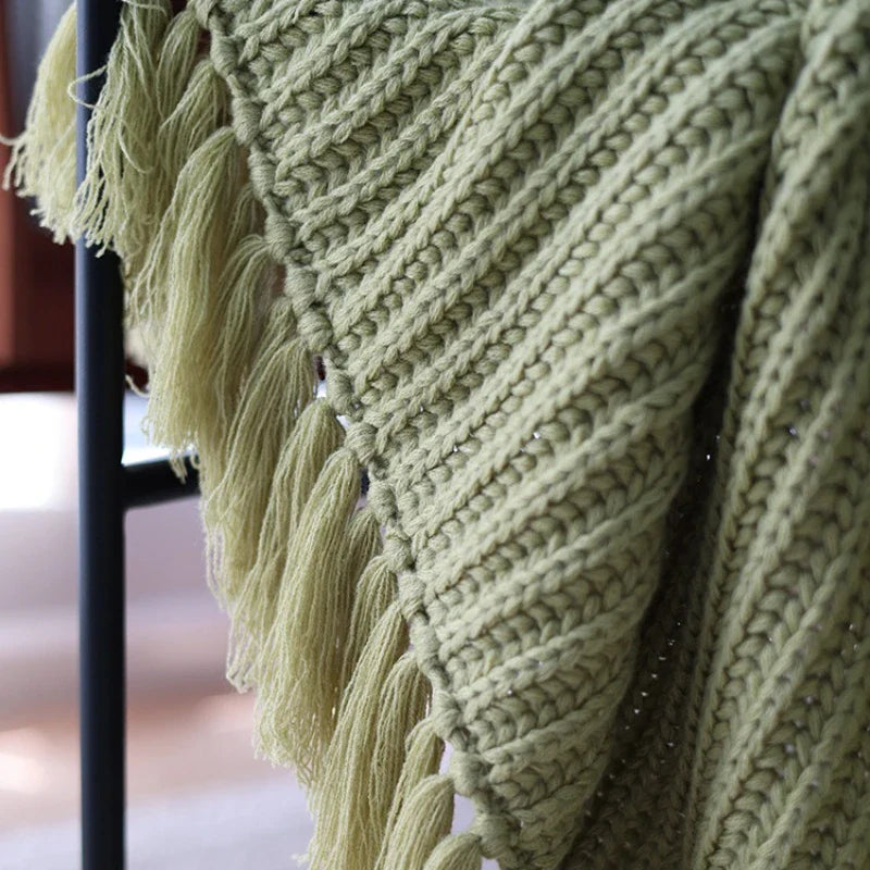 Axyaa Chunky Knit Throw Blanket, Cozy Fringed Design, Soft Weave, 47"x75" or 47"x102"