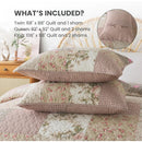 Axyaa Pink Flower Patchwork Quilt Set Twin - Country Shabby Chic Bedding