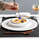 Axyaa White Ceramic Dining Plate Set,  Elegant Round Deep Soup & Dessert Plates
