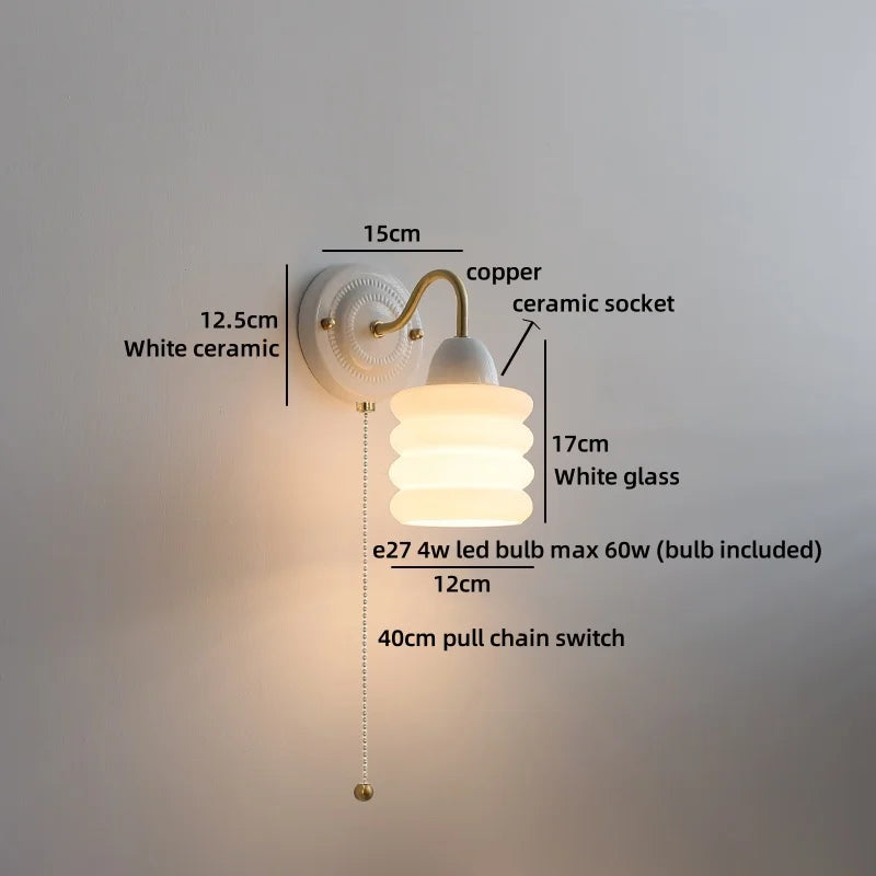 Axyaa White Glass LED Wall Lamp Modern Nordic Style