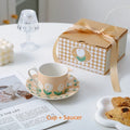 Axyaa Tulip Pattern Ceramic Cup and Saucer Set - Ideal for Tea, Coffee, and Desserts
