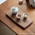 Axyaa Wooden Tea Tray with Japanese Tea Cup - Handcrafted Solid Wood Serving Tray
