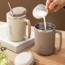 Axyaa Double-layer Stainless Steel Coffee Cup with Spoon & Straw