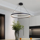 Axyaa Modern LED Round Chandelier for Home Indoor Lighting, Black/White, Living Room to Kitchen