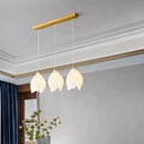 Axyaa Nordic Ceramic Petal Chandelier with LED - Adjustable Height, Ideal for Various Spaces