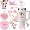 Axyaa Cup Accessories Set for 30oz 40oz Stanley Cup - Silicone Boot, Handle Charm, Initials Sticker