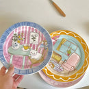 Axyaa Cute Cartoon Ceramic Plate Korean High Aesthetic Household Tableware