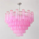 Axyaa Pink Clear Glass Tube Chandelier for Home Decor - Ceiling Hanging Lamps
