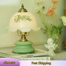 Axyaa Glass Flower Table Lamp: Romantic Wood Desk Lighting for Bedroom, Children's Room