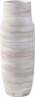 18" Axyaa White Ceramic Vases for Centerpieces & Floor, Boho Pampas Grass Fireplace Décor