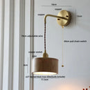 Axyaa Ash Wood LED Wall Lamp with Pull Chain Switch and Adjustable Copper Socket