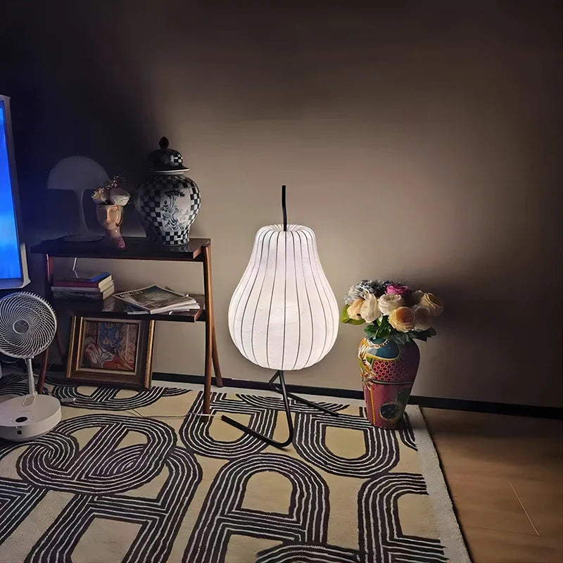 Axyaa Wabi Sabi Pear Floor Lamp - Home Bedroom Living Room Silk Standing Light