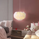 Axyaa Modern White Feather Pendant Chandelier for Bedroom & Dining Room