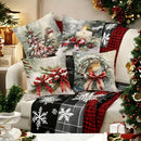 Axyaa Snowy Christmas Birds & Bow Pillow Cover for Sofa, Bedroom, Car - Home Decor