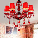 Axyaa Modern Red Crystal Chandelier for Living Room Bedroom Kitchen - Romantic Lighting