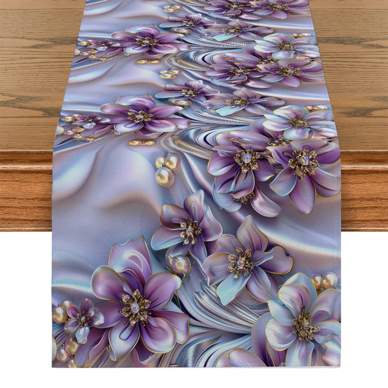 Axyaa Floral Pearl Table Runner for Kitchen Dining Decor